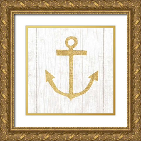 Beachscape III Anchor Gold Neutral Gold Ornate Wood Framed Art Print with Double Matting by Mullan, Michael