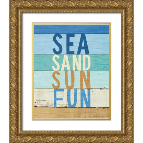 Beachscape Inspiration VIII Gold Ornate Wood Framed Art Print with Double Matting by Mullan, Michael