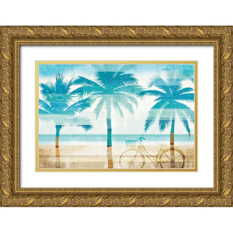 Beachscape Palms I Gold Ornate Wood Framed Art Print with Double Matting by Mullan, Michael
