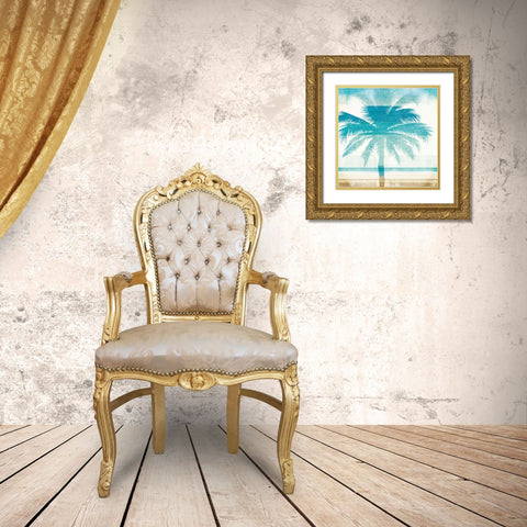 Beachscape Palms II Gold Ornate Wood Framed Art Print with Double Matting by Mullan, Michael