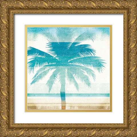 Beachscape Palms II Gold Ornate Wood Framed Art Print with Double Matting by Mullan, Michael