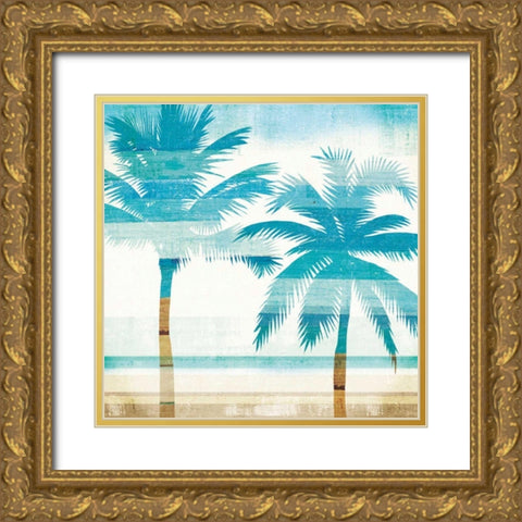 Beachscape Palms III Gold Ornate Wood Framed Art Print with Double Matting by Mullan, Michael