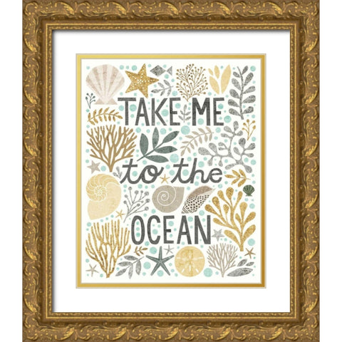 Under Sea Treasures IV Gold Neutral Gold Ornate Wood Framed Art Print with Double Matting by Mullan, Michael