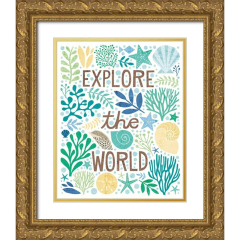Under Sea Treasures I Sea Glass Gold Ornate Wood Framed Art Print with Double Matting by Mullan, Michael