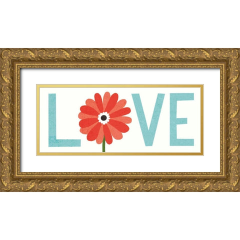 Seaside Bouquet Love Gold Ornate Wood Framed Art Print with Double Matting by Mullan, Michael