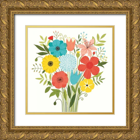 Seaside Bouquet I Gold Ornate Wood Framed Art Print with Double Matting by Mullan, Michael