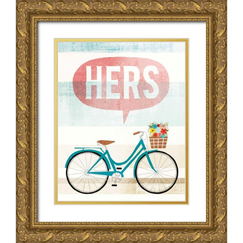 Beach Cruiser Hers II Gold Ornate Wood Framed Art Print with Double Matting by Mullan, Michael