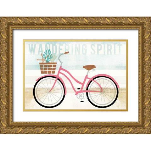 Beach Cruiser Girls I Gold Ornate Wood Framed Art Print with Double Matting by Mullan, Michael