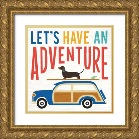 Beach Bums Woodie Gold Ornate Wood Framed Art Print with Double Matting by Mullan, Michael