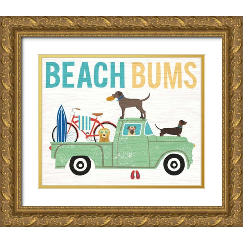 Beach Bums Truck I Gold Ornate Wood Framed Art Print with Double Matting by Mullan, Michael