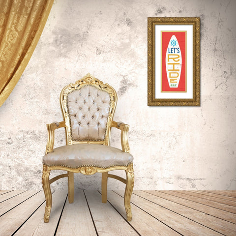 Beach Bums Surf Board III Gold Ornate Wood Framed Art Print with Double Matting by Mullan, Michael