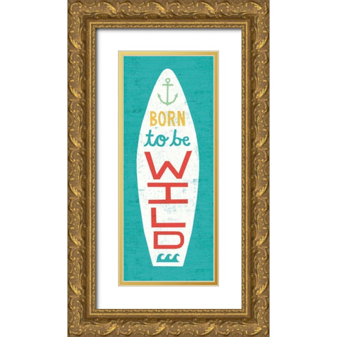 Beach Bums Surf Board I Gold Ornate Wood Framed Art Print with Double Matting by Mullan, Michael