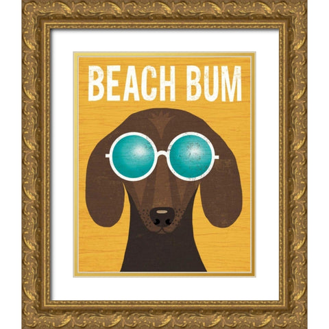 Beach Bums Dachshund I Bum Gold Ornate Wood Framed Art Print with Double Matting by Mullan, Michael