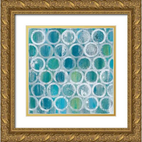 Stack of Tubes Blue Gold Ornate Wood Framed Art Print with Double Matting by Hristova, Albena