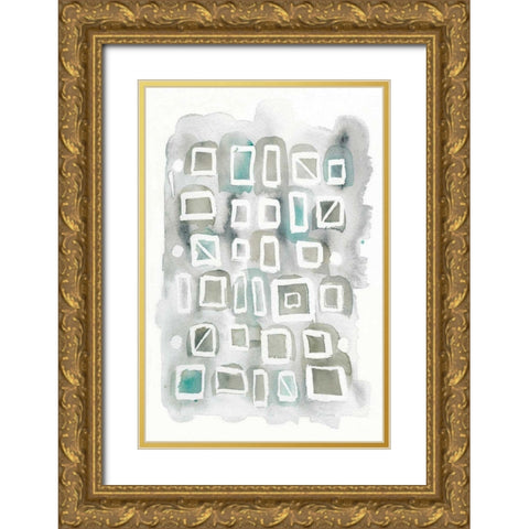 Watercolor Squares Gold Ornate Wood Framed Art Print with Double Matting by DeNeige, Elyse