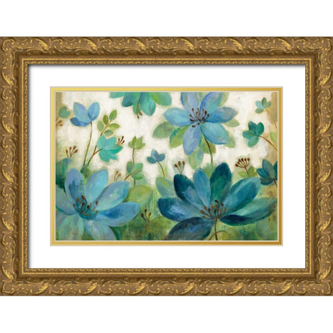Peacock Bloom Gold Ornate Wood Framed Art Print with Double Matting by Vassileva, Silvia