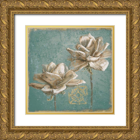 Seed Pod II no Words Turquoise Gold Ornate Wood Framed Art Print with Double Matting by Grove, Beth