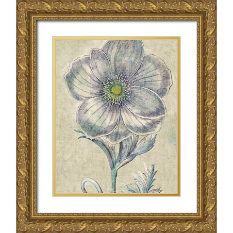 Belle Fleur II Crop Linen Gold Ornate Wood Framed Art Print with Double Matting by Schlabach, Sue