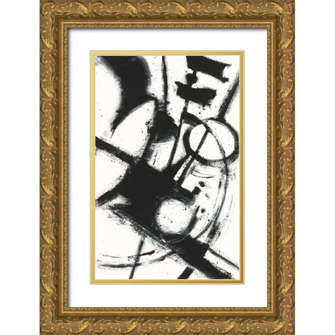 Expression Abstract II White Gold Ornate Wood Framed Art Print with Double Matting by Novak, Shirley