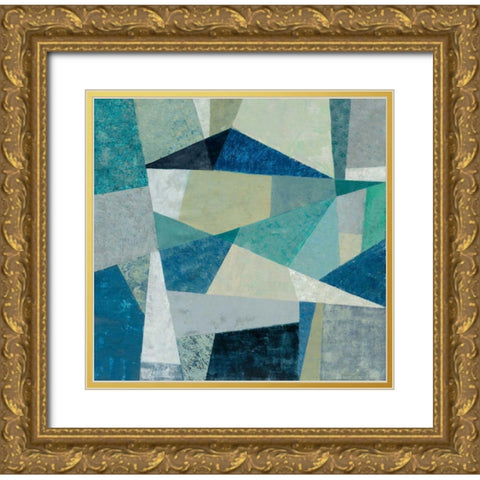 Indigo Geo Metric Gold Ornate Wood Framed Art Print with Double Matting by Vassileva, Silvia