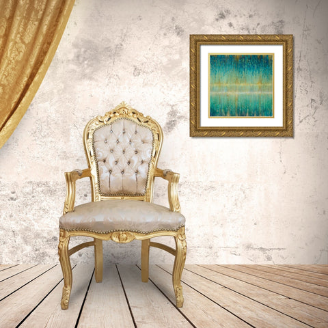 Rain Abstract I Gold Ornate Wood Framed Art Print with Double Matting by Nai, Danhui