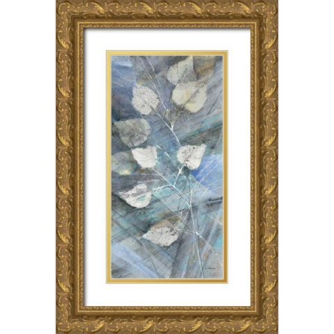 Silver Leaves I Gold Ornate Wood Framed Art Print with Double Matting by Albena, Hristova