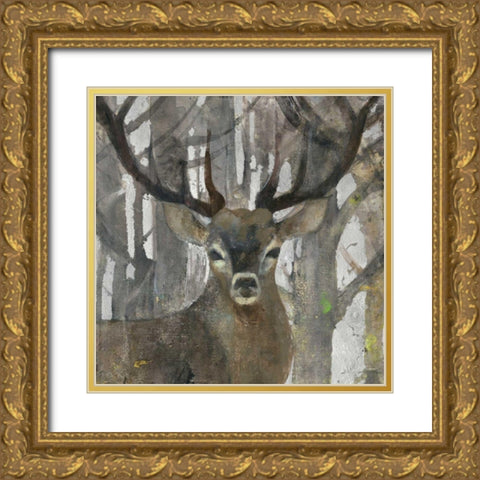 The Guardian Sq Gold Ornate Wood Framed Art Print with Double Matting by Hristova, Albena