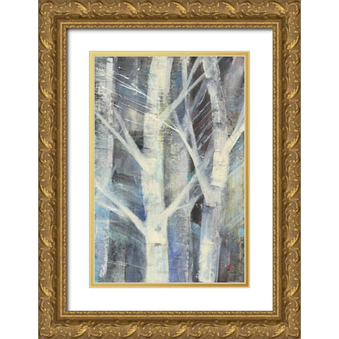 Winter Birches II Gold Ornate Wood Framed Art Print with Double Matting by Hristova, Albena
