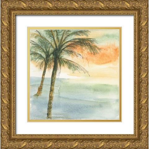 Island Sunset I Gold Ornate Wood Framed Art Print with Double Matting by Paschke, Chris