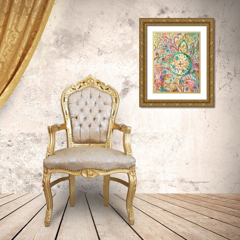 Boho Paisley I Gold Ornate Wood Framed Art Print with Double Matting by Nai, Danhui