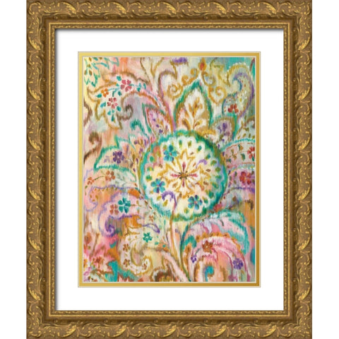 Boho Paisley I Gold Ornate Wood Framed Art Print with Double Matting by Nai, Danhui