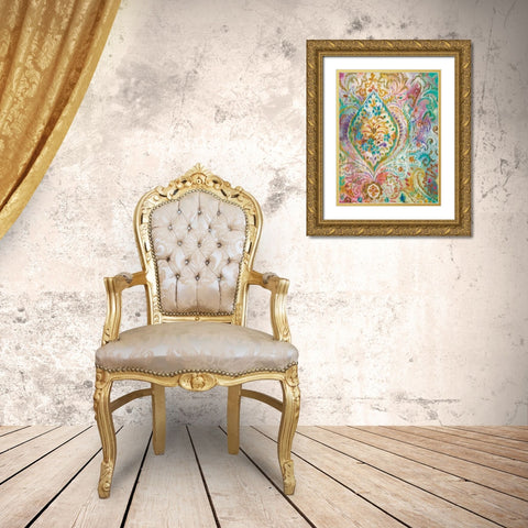 Boho Paisley II Gold Ornate Wood Framed Art Print with Double Matting by Nai, Danhui