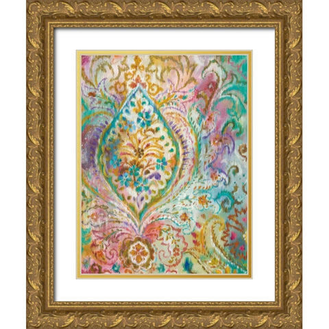 Boho Paisley II Gold Ornate Wood Framed Art Print with Double Matting by Nai, Danhui