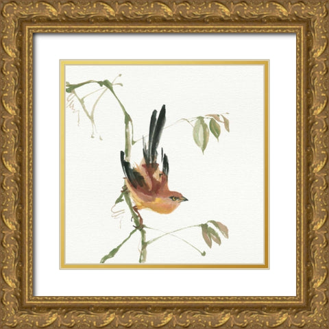 Mountain Bush Warbler Gold Ornate Wood Framed Art Print with Double Matting by Paschke, Chris