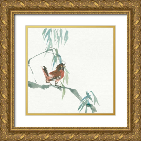 Russet Sparrow Gold Ornate Wood Framed Art Print with Double Matting by Paschke, Chris