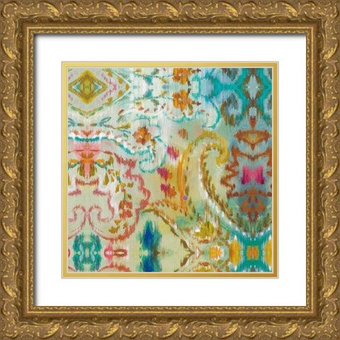 Boho Paisley VII Gold Ornate Wood Framed Art Print with Double Matting by Nai, Danhui