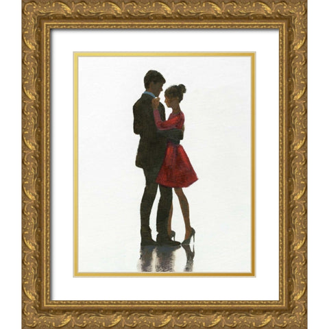 The Embrace II Red Dress Gold Ornate Wood Framed Art Print with Double Matting by Fabiano, Marco