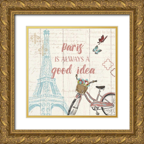 Paris Tour IV Gold Ornate Wood Framed Art Print with Double Matting by Penner, Janelle