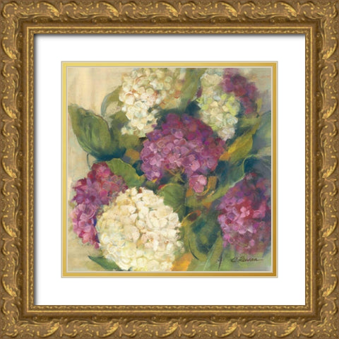 Hydrangea Delight I Gold Ornate Wood Framed Art Print with Double Matting by Rowan, Carol