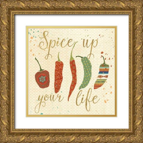 Mexican Fiesta V Gold Ornate Wood Framed Art Print with Double Matting by Charron, Veronique