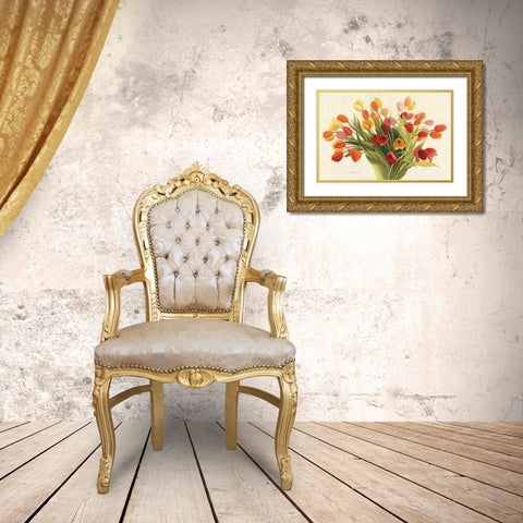Spring Tulips Gold Ornate Wood Framed Art Print with Double Matting by Novak, Shirley