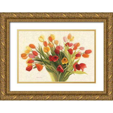 Spring Tulips Gold Ornate Wood Framed Art Print with Double Matting by Novak, Shirley