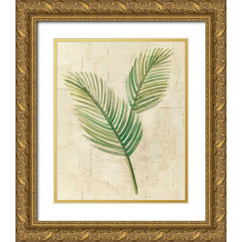 Sago Palm Leaves Neutral Crop Gold Ornate Wood Framed Art Print with Double Matting by Hristova, Albena