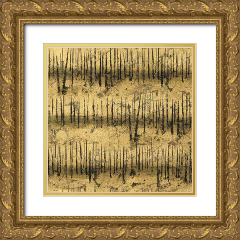 Golden Trees III Taupe Pattern II Gold Ornate Wood Framed Art Print with Double Matting by Wiens, James