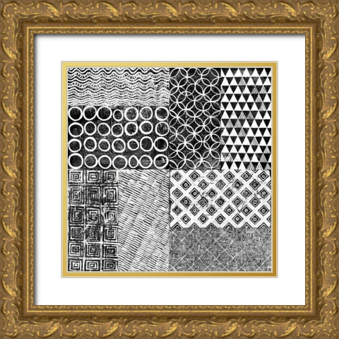 Maki Tile XVI Gold Ornate Wood Framed Art Print with Double Matting by Lovell, Kathrine