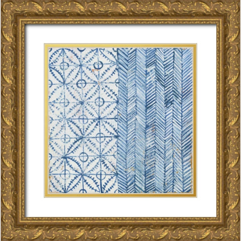 Maki Tile VII Gold Ornate Wood Framed Art Print with Double Matting by Lovell, Kathrine