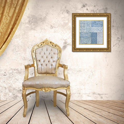 Maki Tile XV Gold Ornate Wood Framed Art Print with Double Matting by Lovell, Kathrine