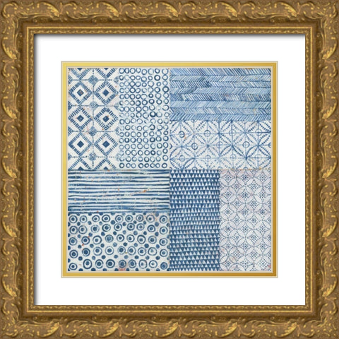 Maki Tile XV Gold Ornate Wood Framed Art Print with Double Matting by Lovell, Kathrine