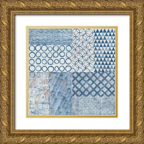 Maki Tile XVI Gold Ornate Wood Framed Art Print with Double Matting by Lovell, Kathrine