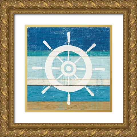 Beachscape VI Helm White Gold Ornate Wood Framed Art Print with Double Matting by Mullan, Michael
